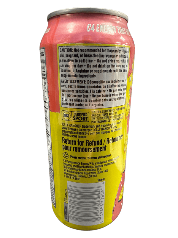 C4 Jolly Rancher Zero Sugar Watermelon Flavor 473ML - Canadian Edition