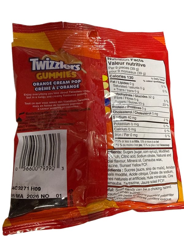 Twizzlers Orange Cream Pop Flavoured Gummies 170G - Canadian Edition