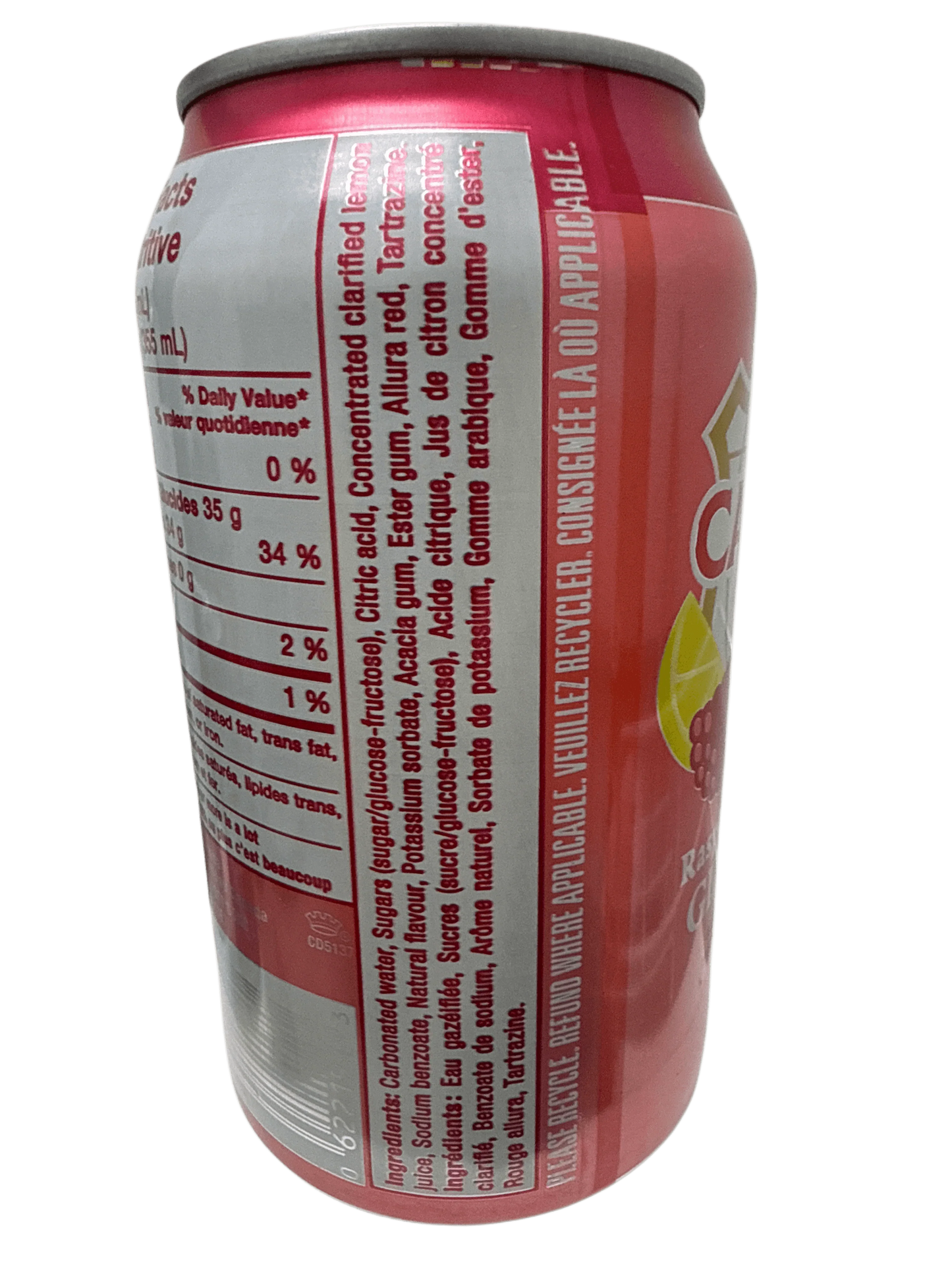 Canada Dry Limited Edition Raspberry Lemonade Ginger Ale Can 355ML - Canadian Edition