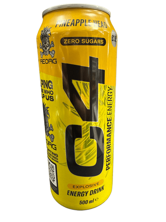 C4 Zero Sugar Pineapple Head Energy Drink 500ML - U.K Edition