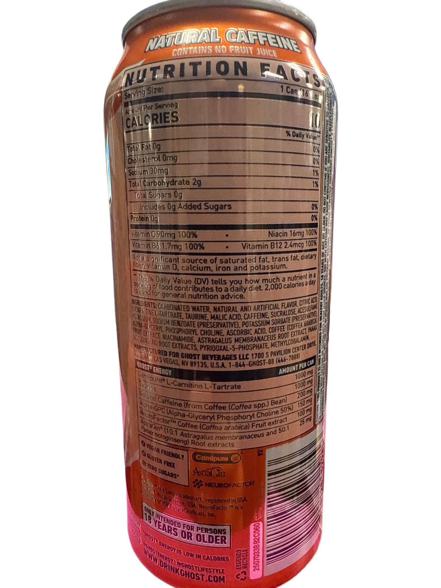 Ghost Zero Sugar Peaches Energy Drink 473ML - U.S Ediition