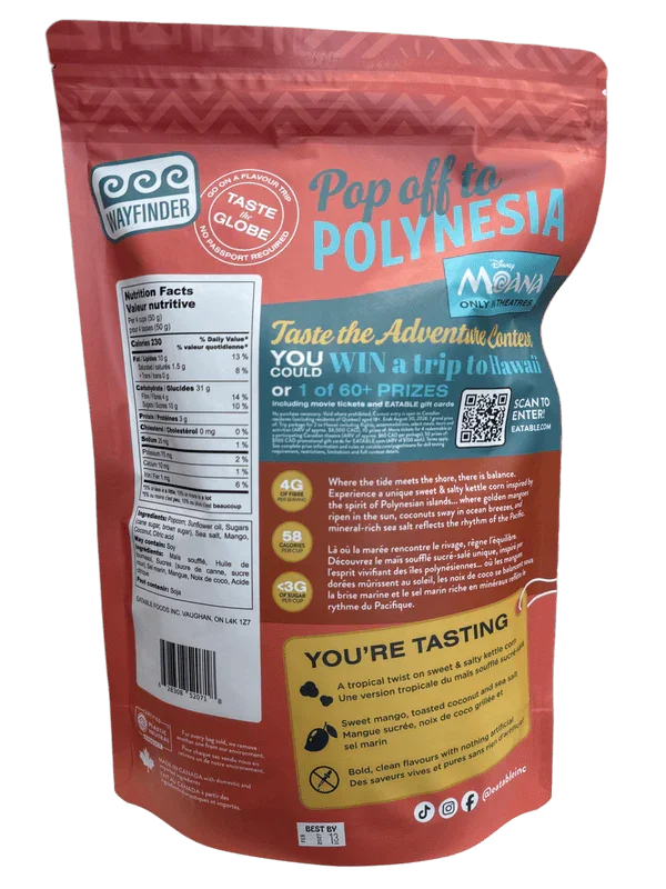 Eatable Limited Edition Moana Tropical Tides Popcorn 125G - Canadian Edition