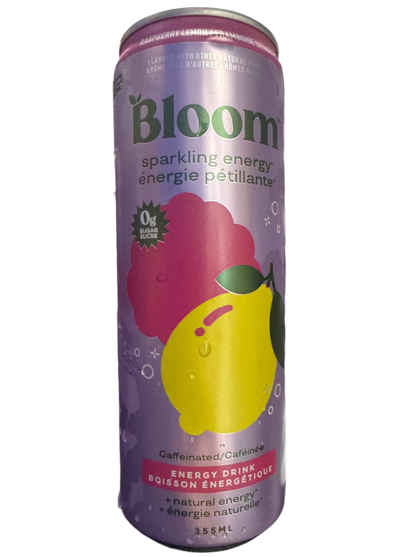 Bloom Zero Sugar Raspberry Lemon Sparkling Energy Drink 355ML - Canadian Edition