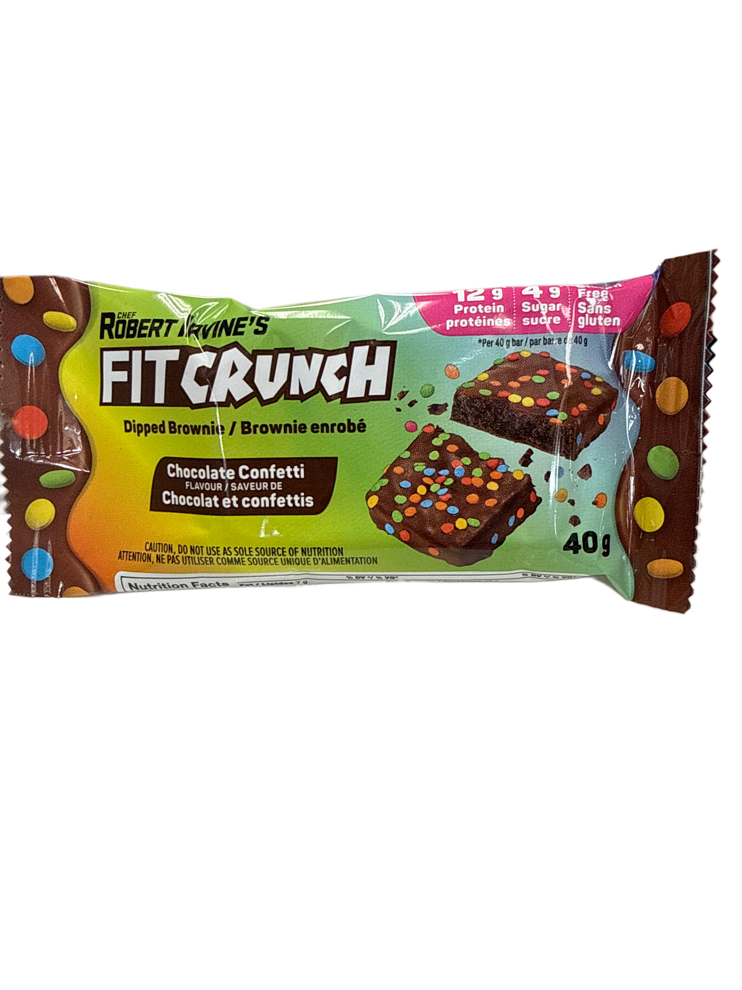 Robert Irvines Fit Crunch Protein 12G Chocolate Confetti Brownie 40G - U.S Edition