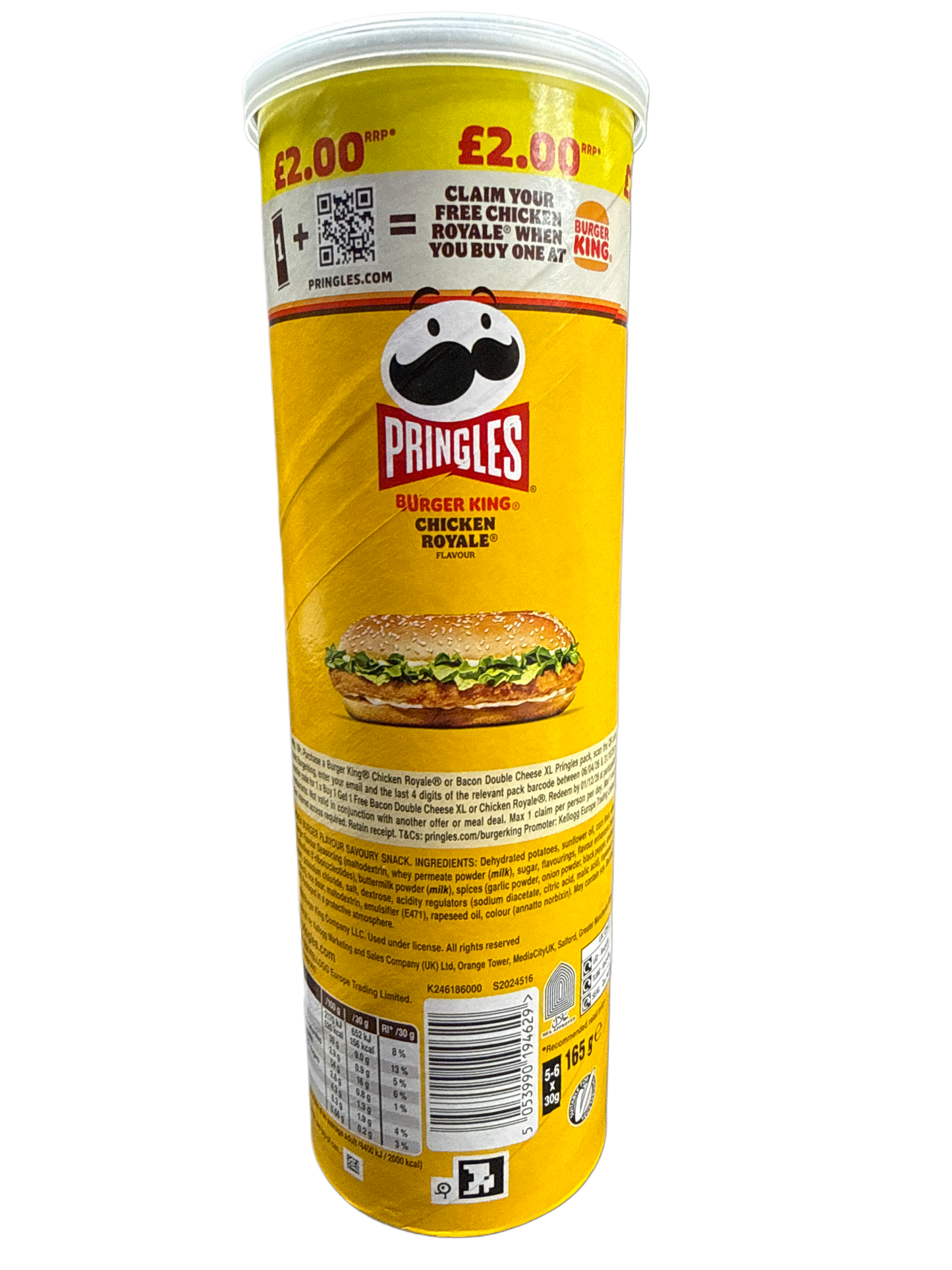 Pringles Limited Edition Burger King Chicken Royale Flavoured Chips 165G - U.K Edition