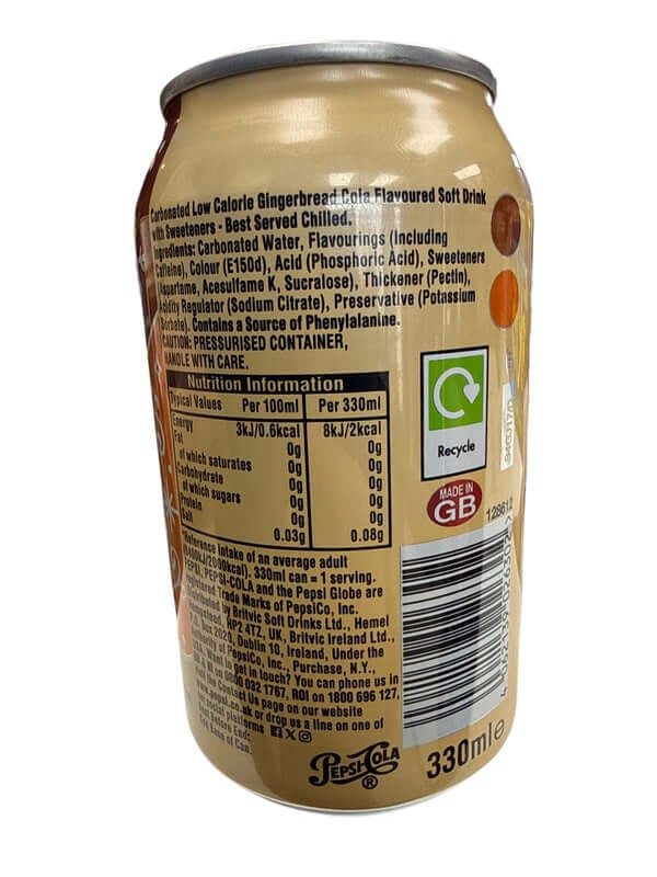 Pepsi Zero Sugar Limited Edition Gingerbread Can 355ML - U.K Edition