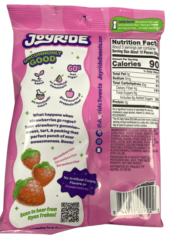 Joyride Sour Strawberry Gummies 99G - U.S Edition