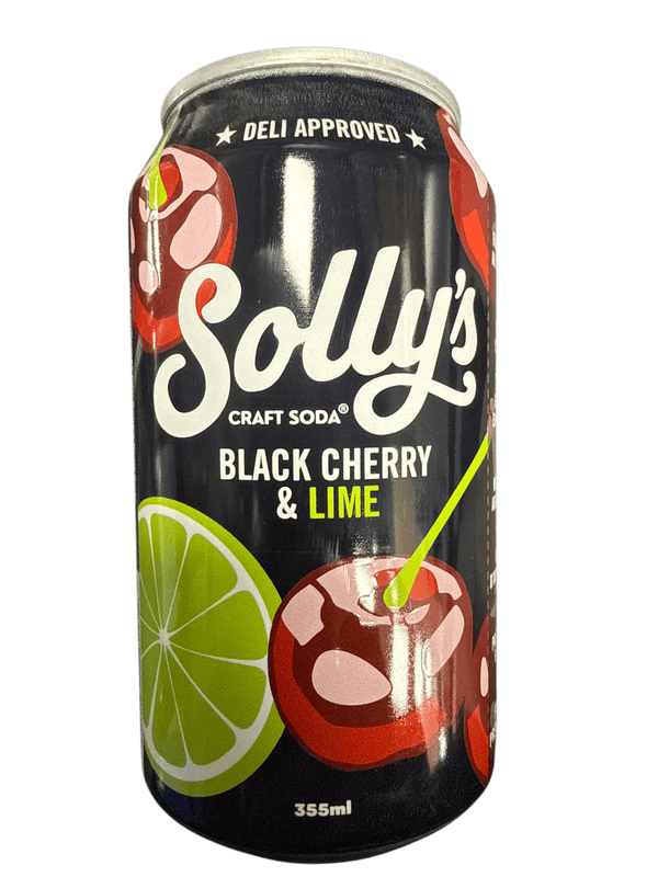 Solly's Black Cherry And Lime Craft Soda 355ML - Canadian Edition