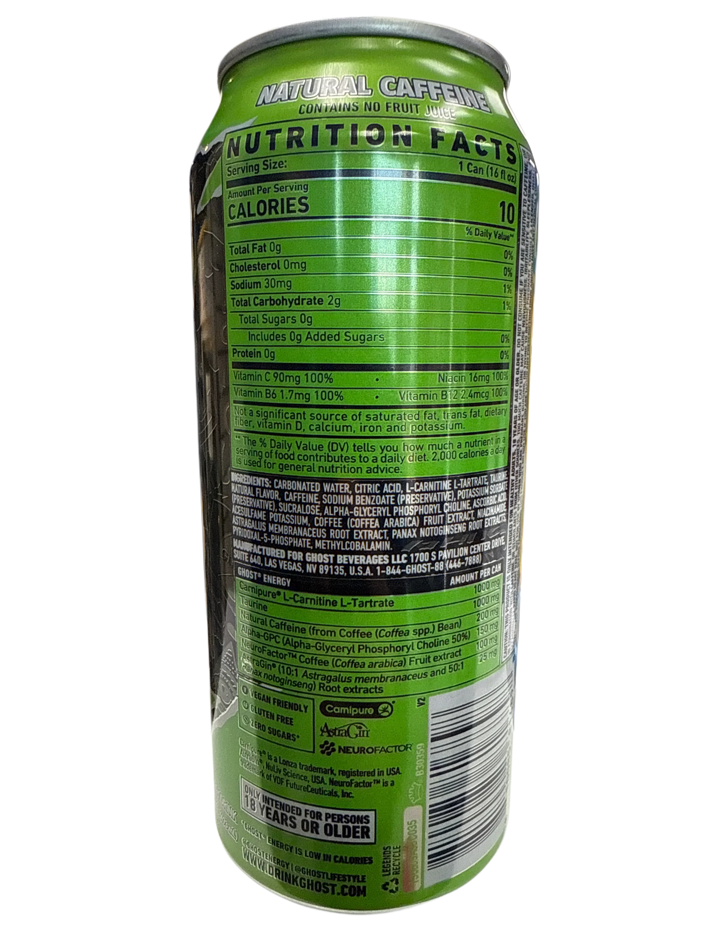 Ghost Energy Zero Sugar Electric Limeade Flavour 473ML - U.S Edition