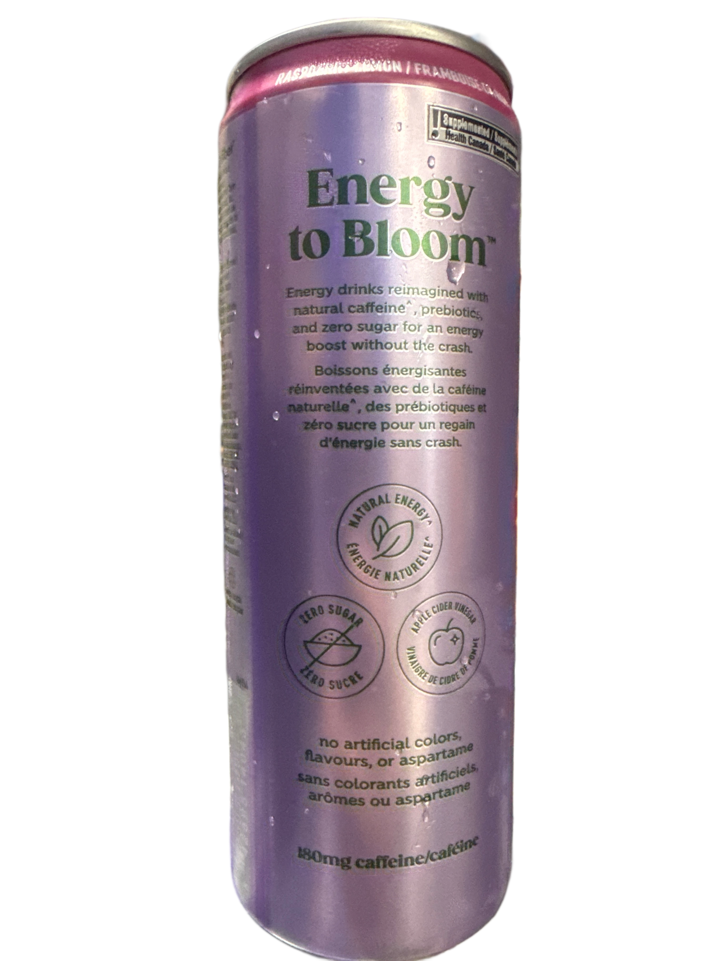 Bloom Zero Sugar Raspberry Lemon Sparkling Energy Drink 355ML - Canadian Edition