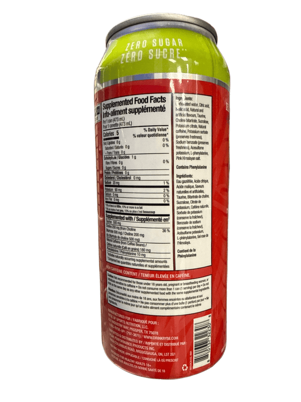 Ryse Zero Sugar Cherry Limeade Energy Drink 473ML - Canadian Edition