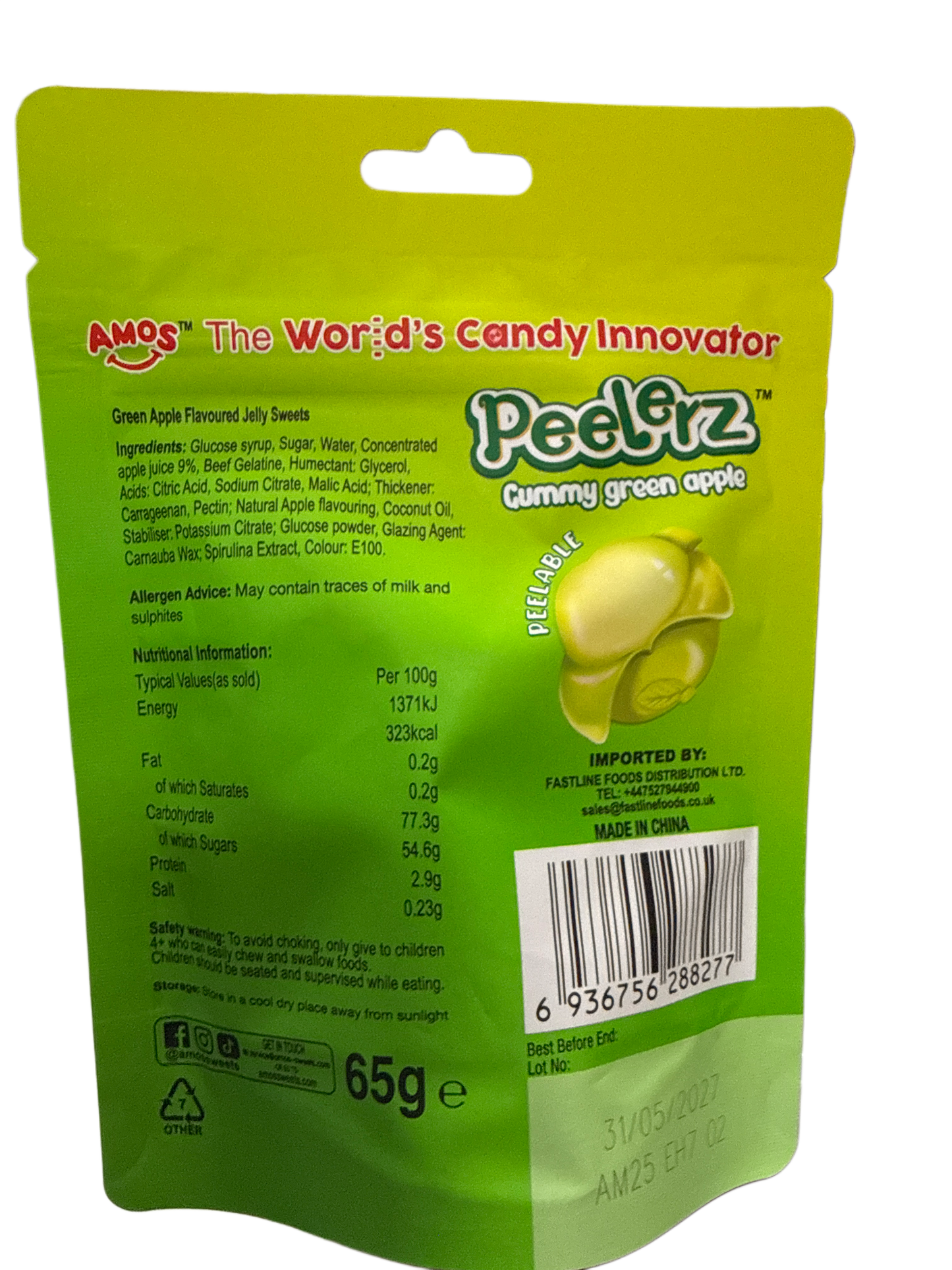 Peelerz Gummy Green Apple Peelable Candy 65G - German Edition
