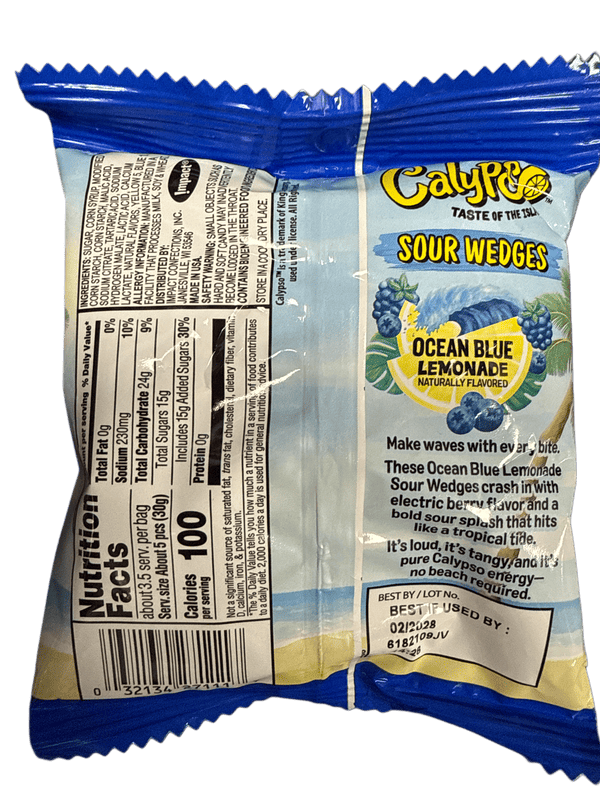 Calypso Ocean Blue Lemonade Sour Wedges Candy 99G - U.S Edition