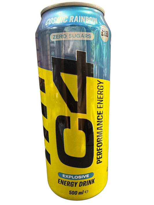 C4 Zero Sugar Cosmic Rainbow Energy Drink 500ML - U.K Edition