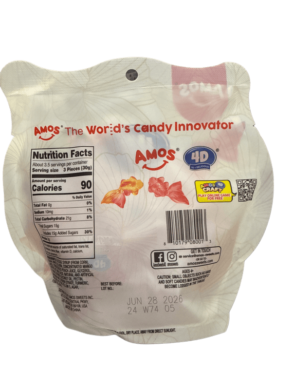 Amos 4D Lucky Fish Gummies 112G - U.S Edition Best Before 06/28/26