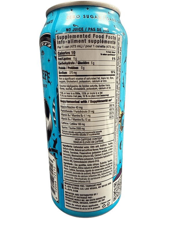 El Jefe Zero Sugar Sinister Razz Energy Drink  473ML - Canadian Edition