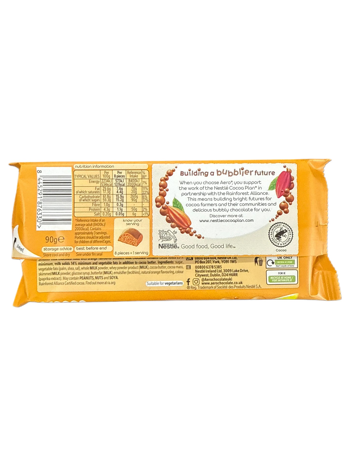 Aero Orange Flavoured Chocolate 90G - U.K Edition