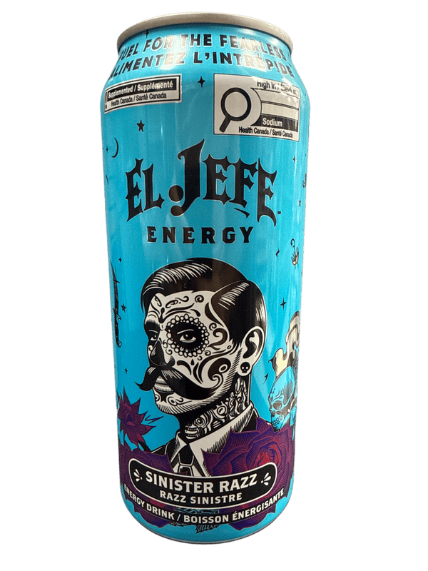 El Jefe Zero Sugar Sinister Razz Energy Drink  473ML - Canadian Edition