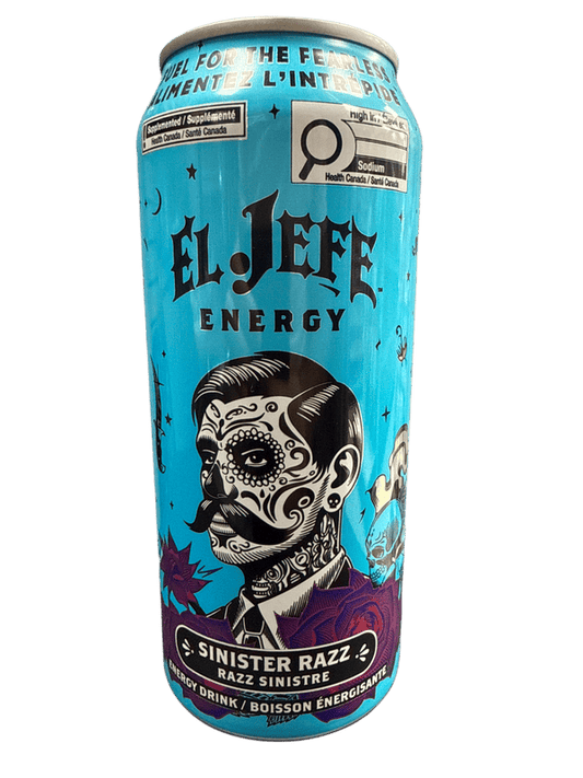 El Jefe Zero Sugar Sinister Razz Energy Drink  473ML - Canadian Edition