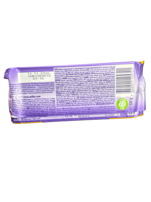 Milka Creme And Biscuit Filled Chocolate 100G - Romania Edition
