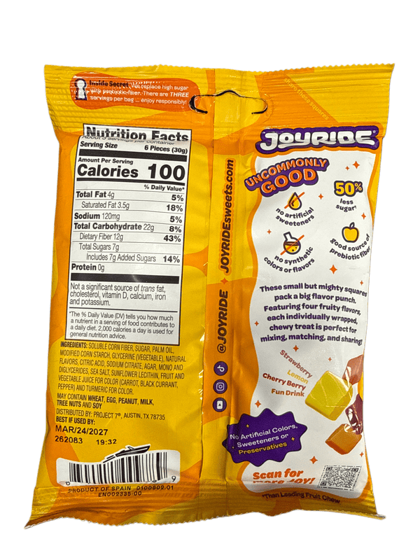 Joyride Fruit Chews Taffy Squares 99G - U.S Edition