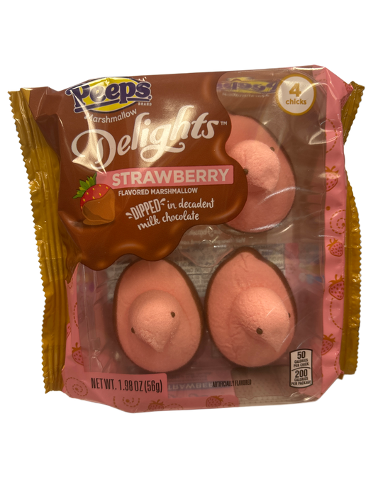 Peeps Delights Easter Strawberry Dipped Flavored Marshmallow 1.98OZ 4 Pack - U.S Edition