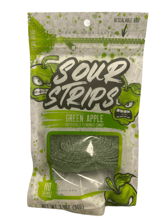 Sour Strips Green Apple Candy Bag 3.40OZ - U.S Edition