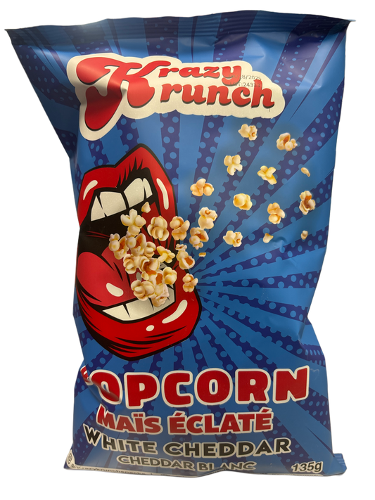 Krazy Krunch Popcorn White Cheddar 135G - Canada Edition