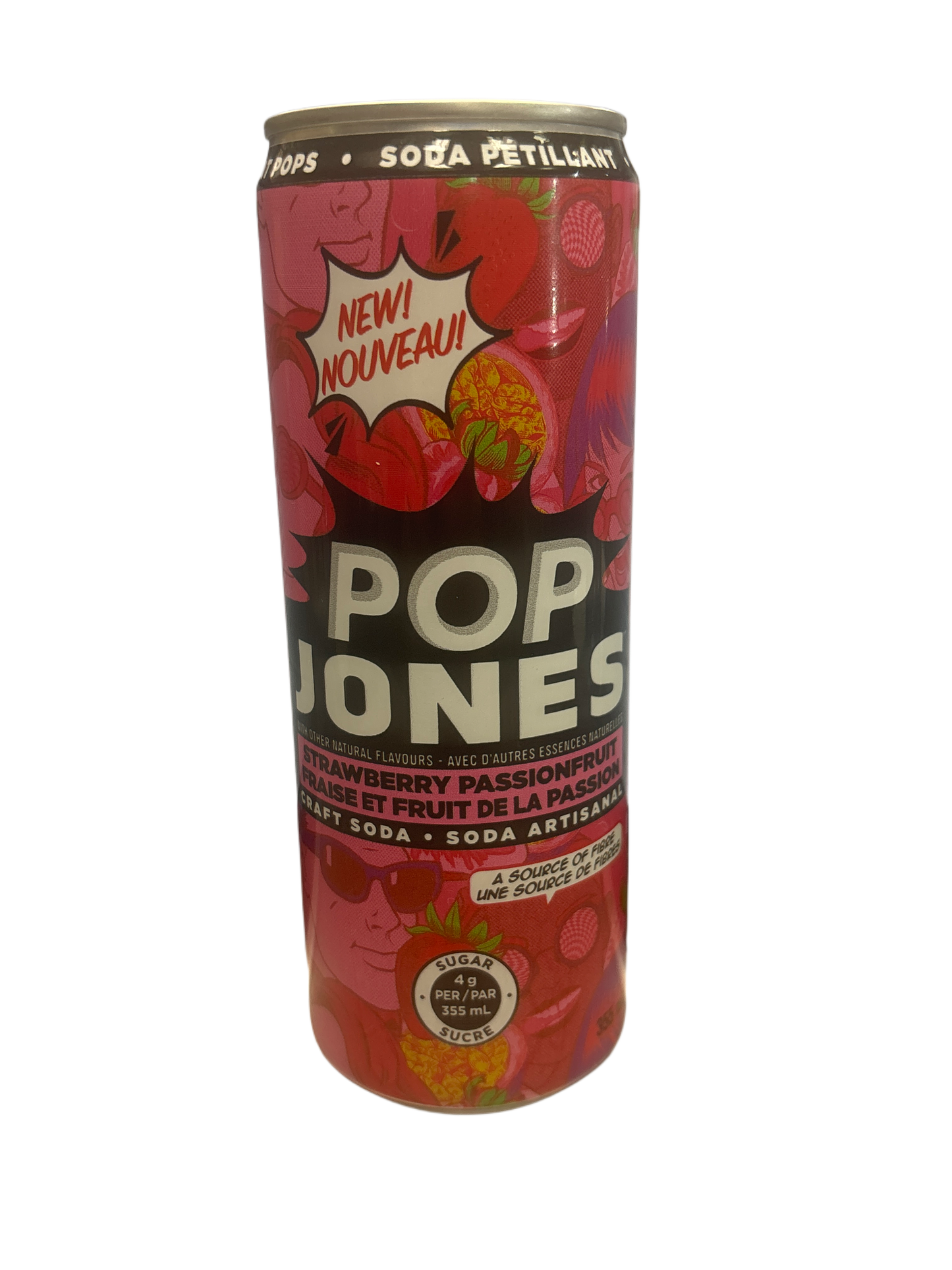 Pop Jones Strawberry Passionfruit Soda 355ML - Canada Edition