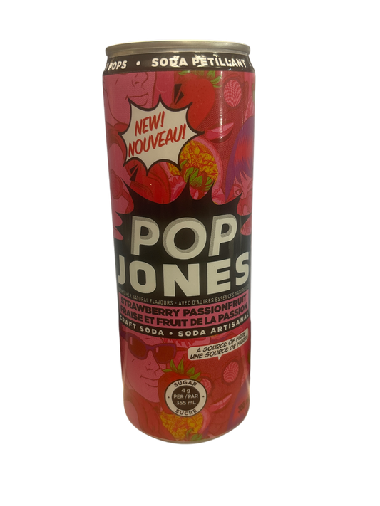 Pop Jones Strawberry Passionfruit Soda 355ML - Canada Edition