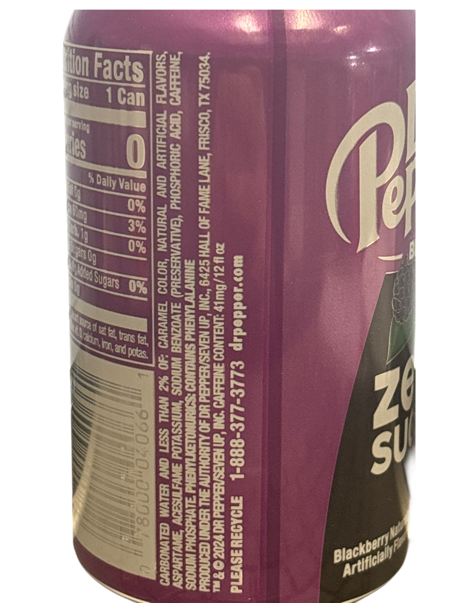 Dr. Pepper Blackberry Zero Sugar Can 355ML - U.S Edition