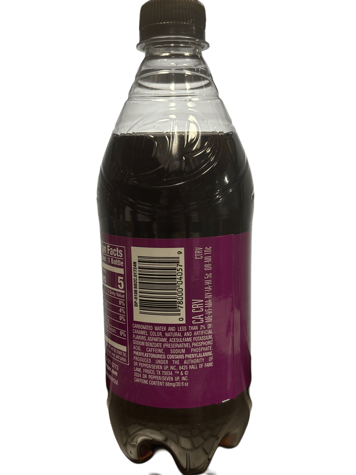 Dr. Pepper Blackberry Zero Sugar Bottle 591ML - U.S Edition