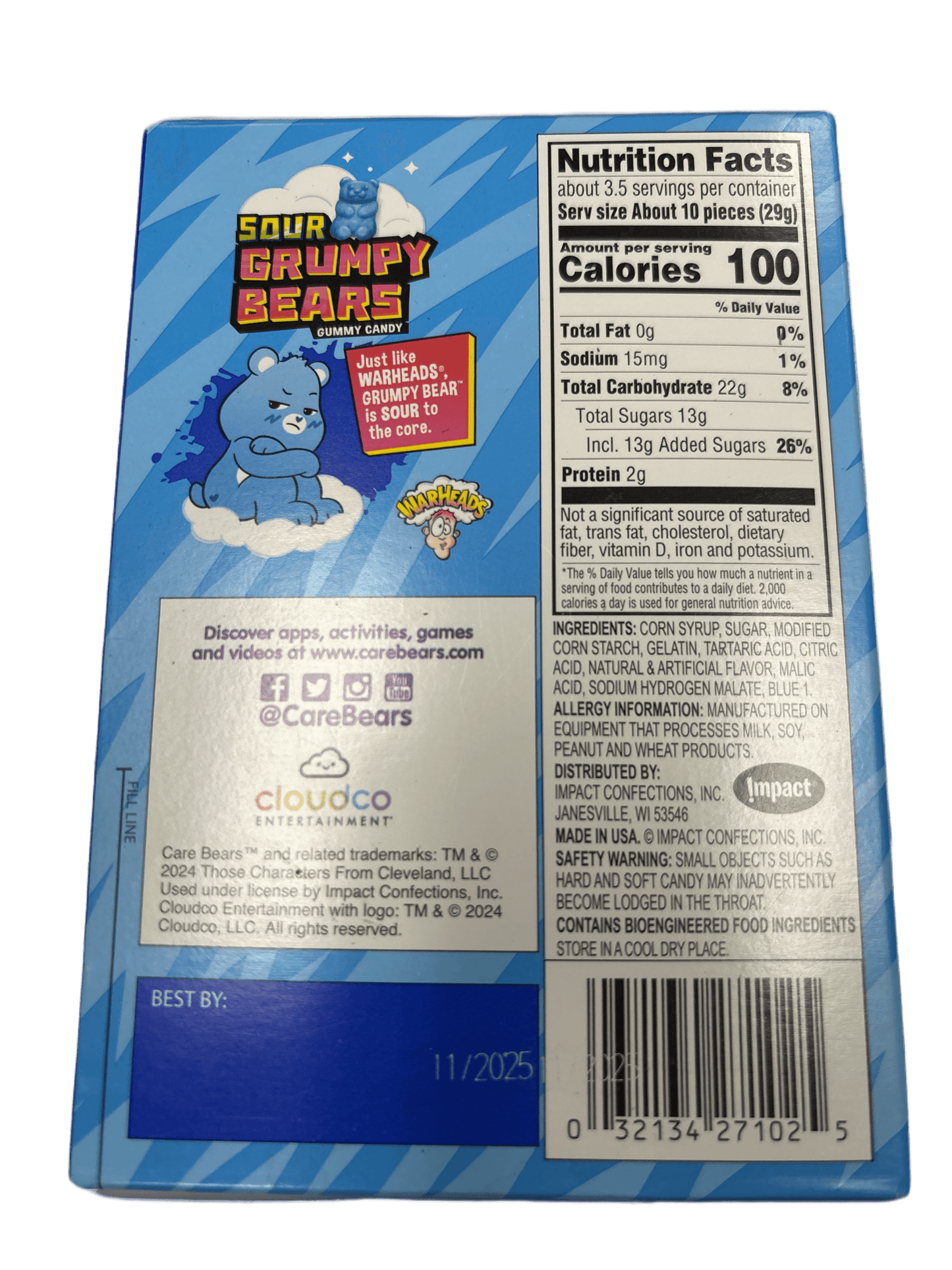 Sour Grumpy Beats Gummy Candy Warhead Theatre Box 3.5OZ