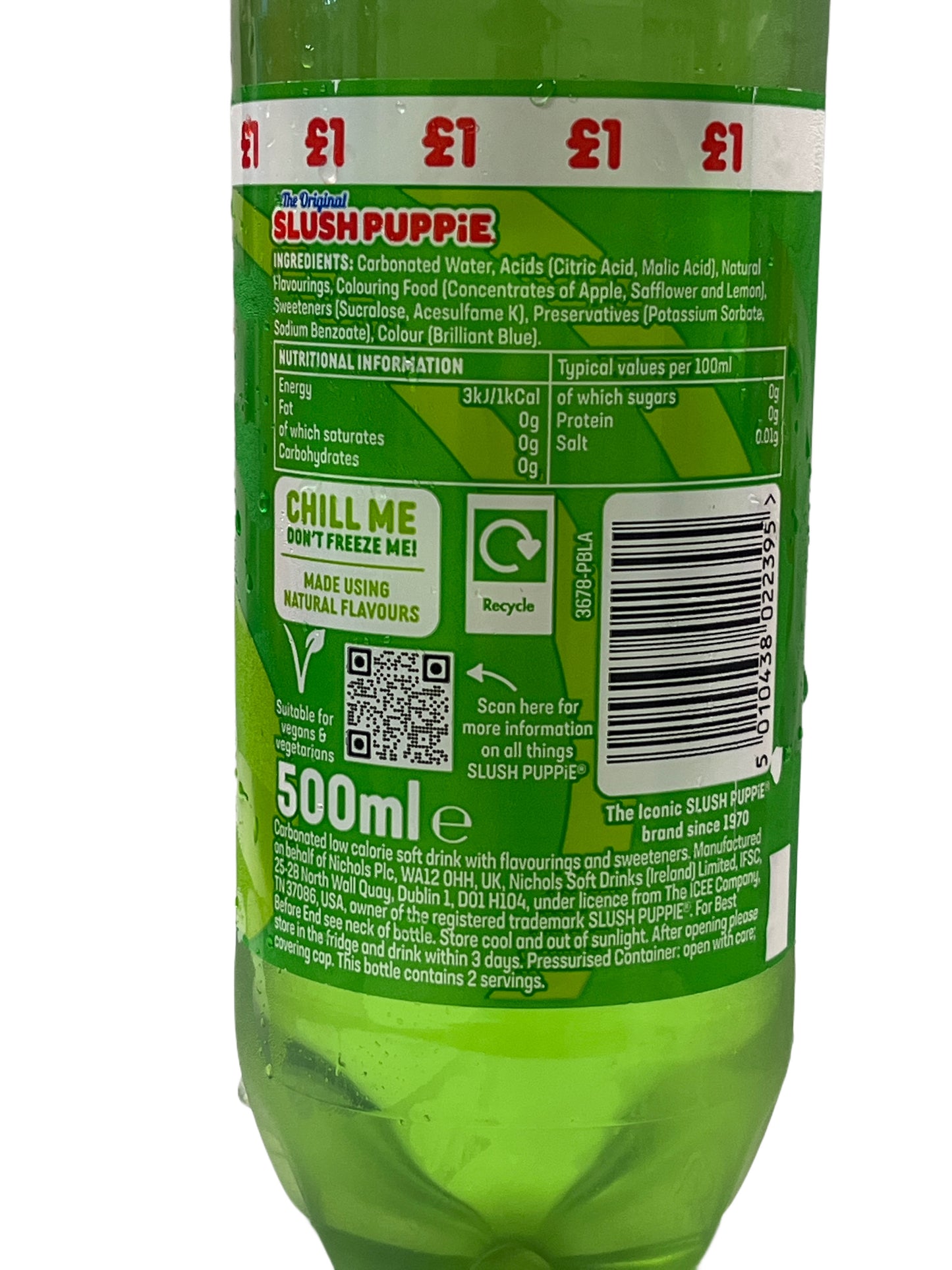 Slush Puppie Fizzie Green Apple Drink 500ml