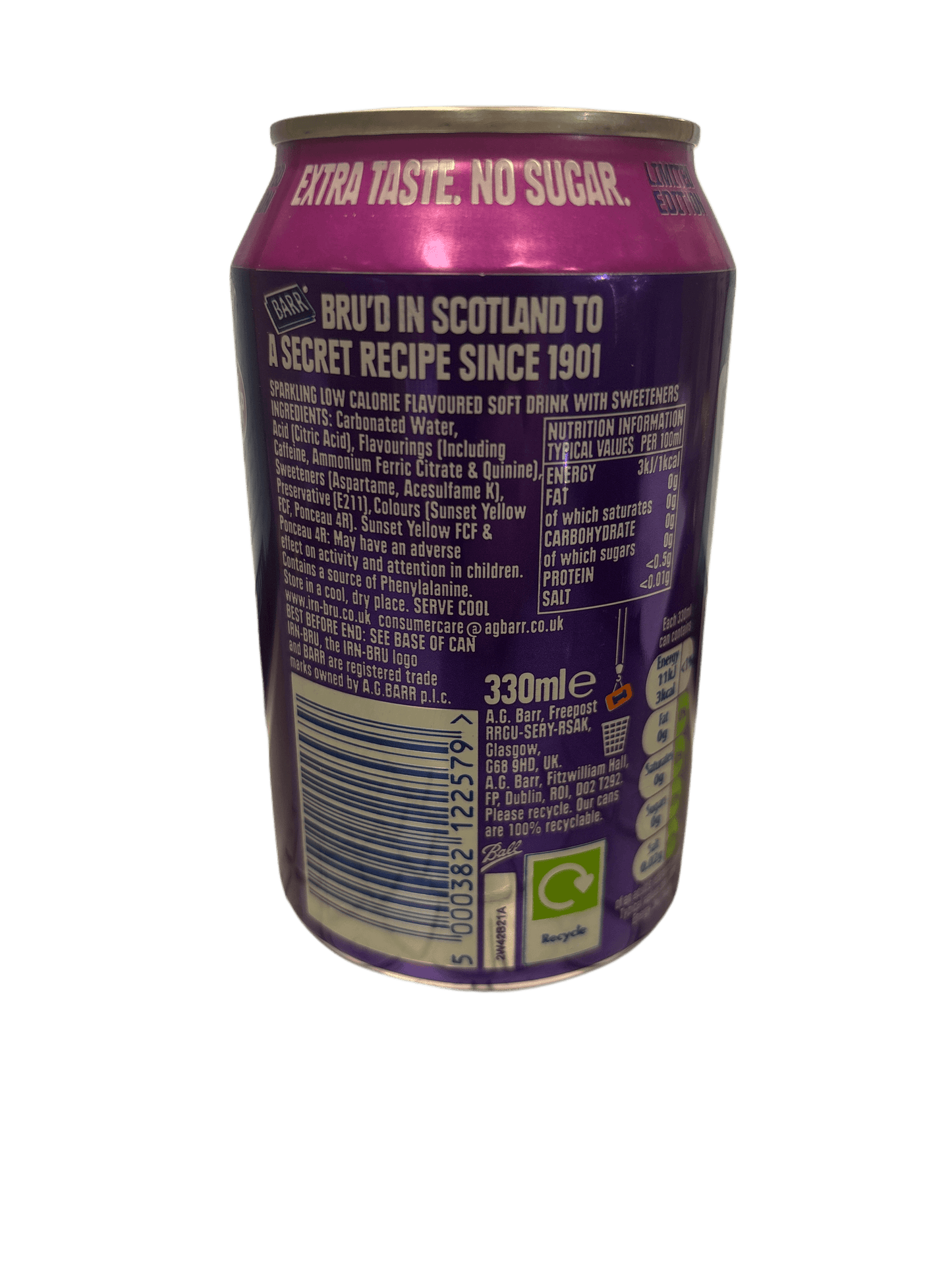 IRN BRU XTRA Wild Berry Slush 330ML - UK Edition