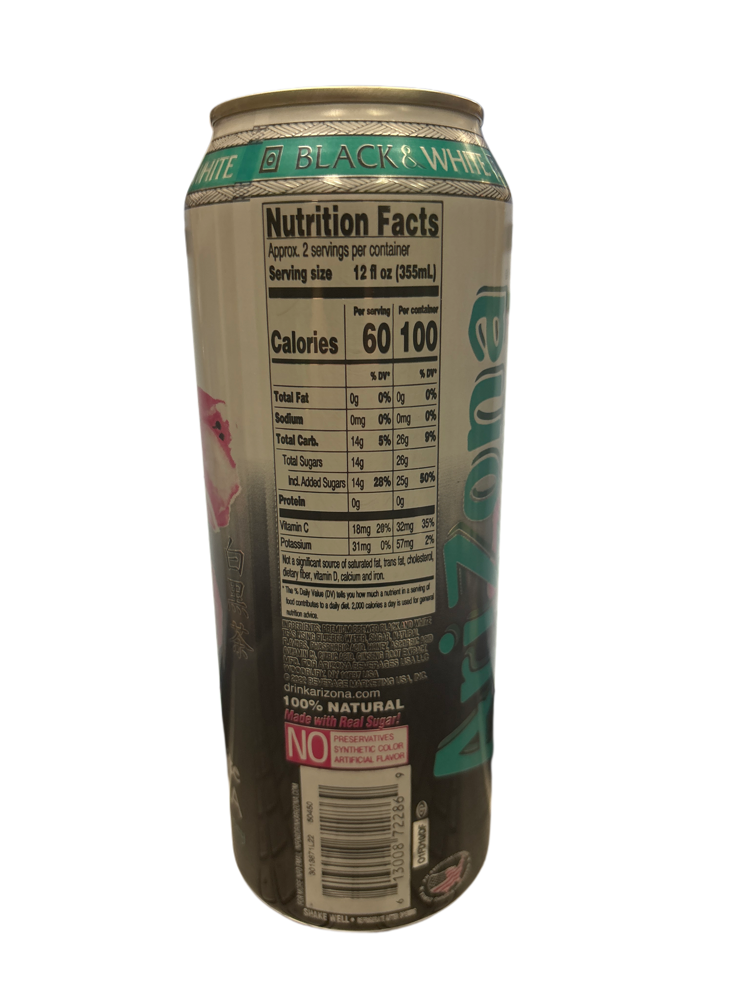 Arizona Black & White Iced Tea 650ML