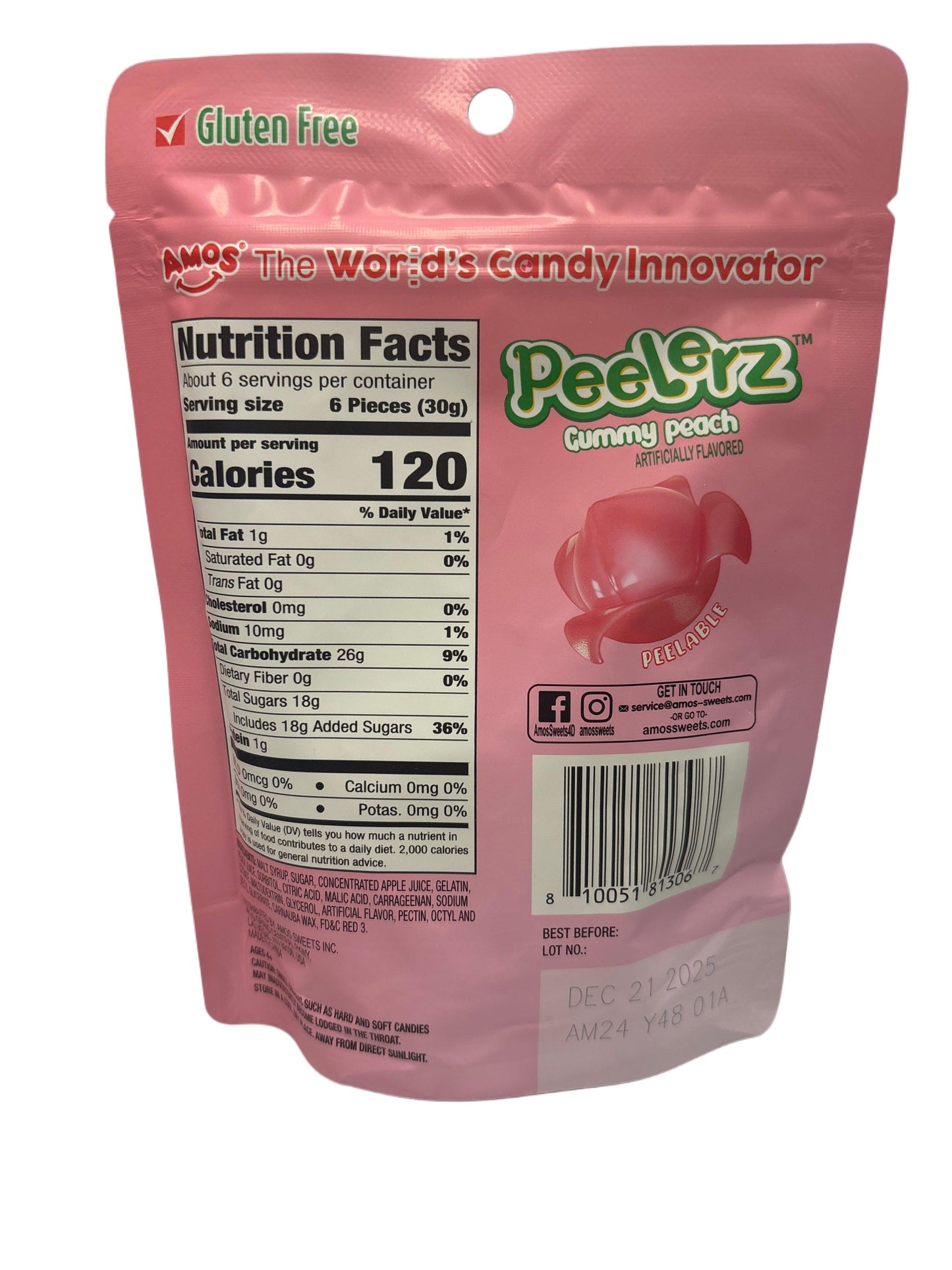 Peelerz Gummy Peach Candy Bag 6OZ