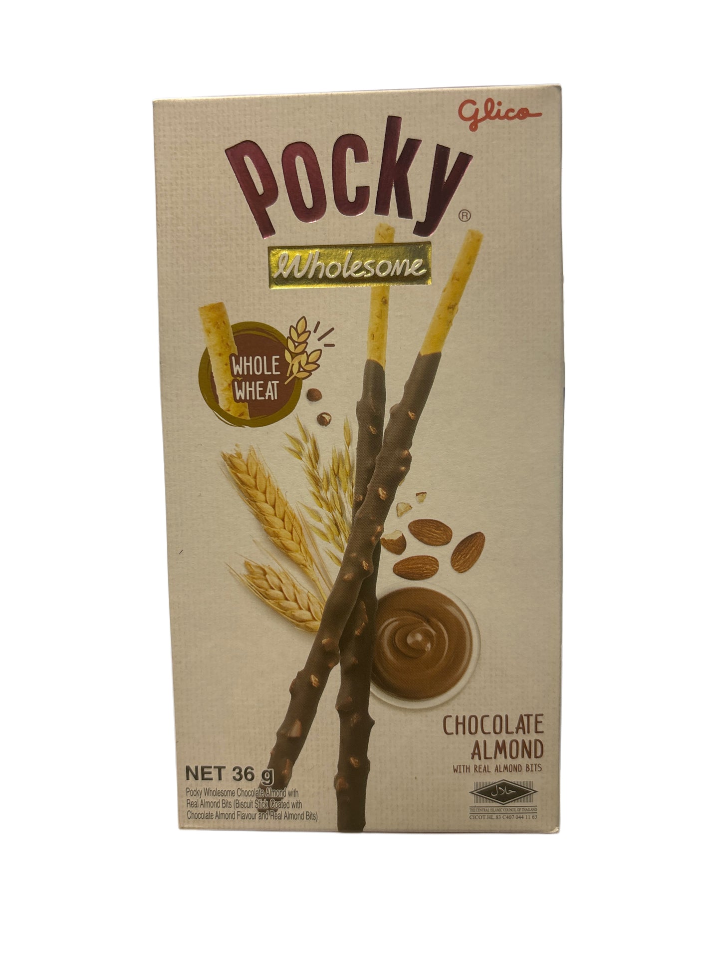 Pocky Wholesome Whole Wheat Chocolate Almond 36G