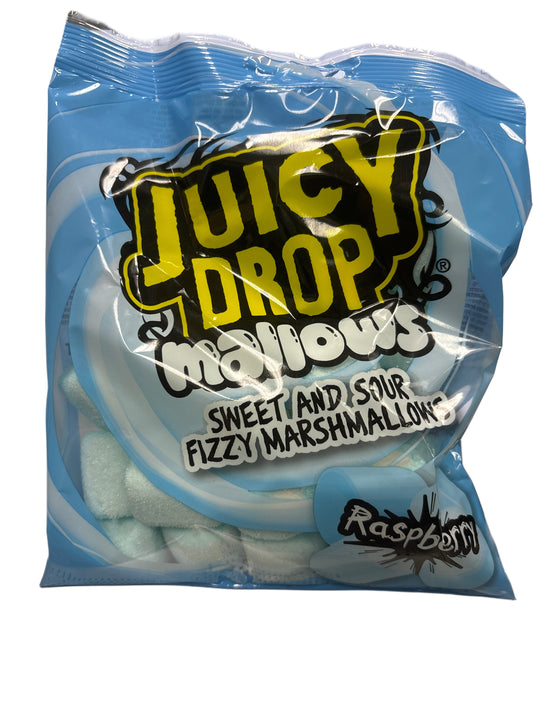 Juicy Drop Mallows Sweet and Sour Fizzy Raspberry 100G