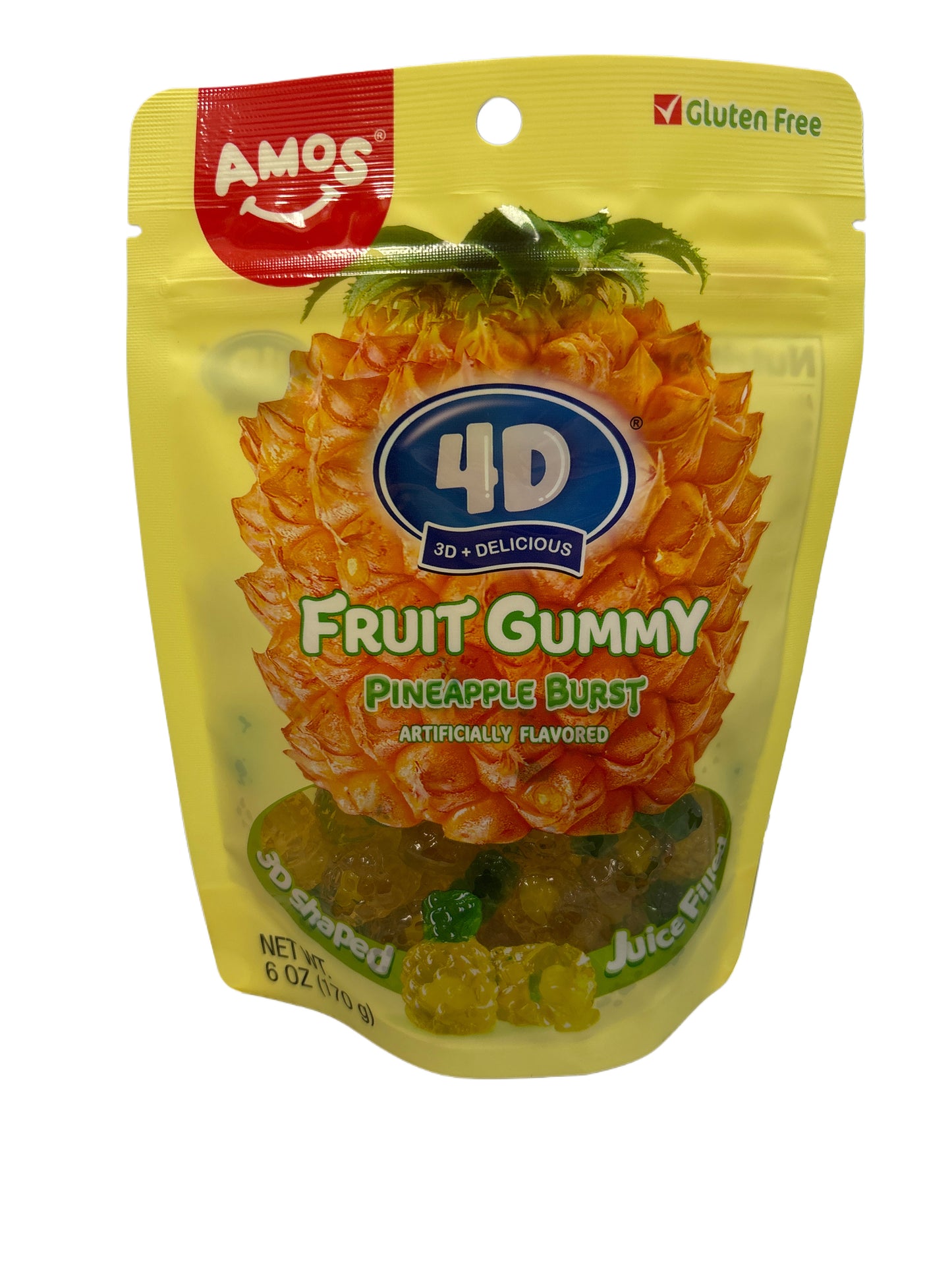 AMOS 4D Fruit Gummy Pineapple Burst Candy 6OZ