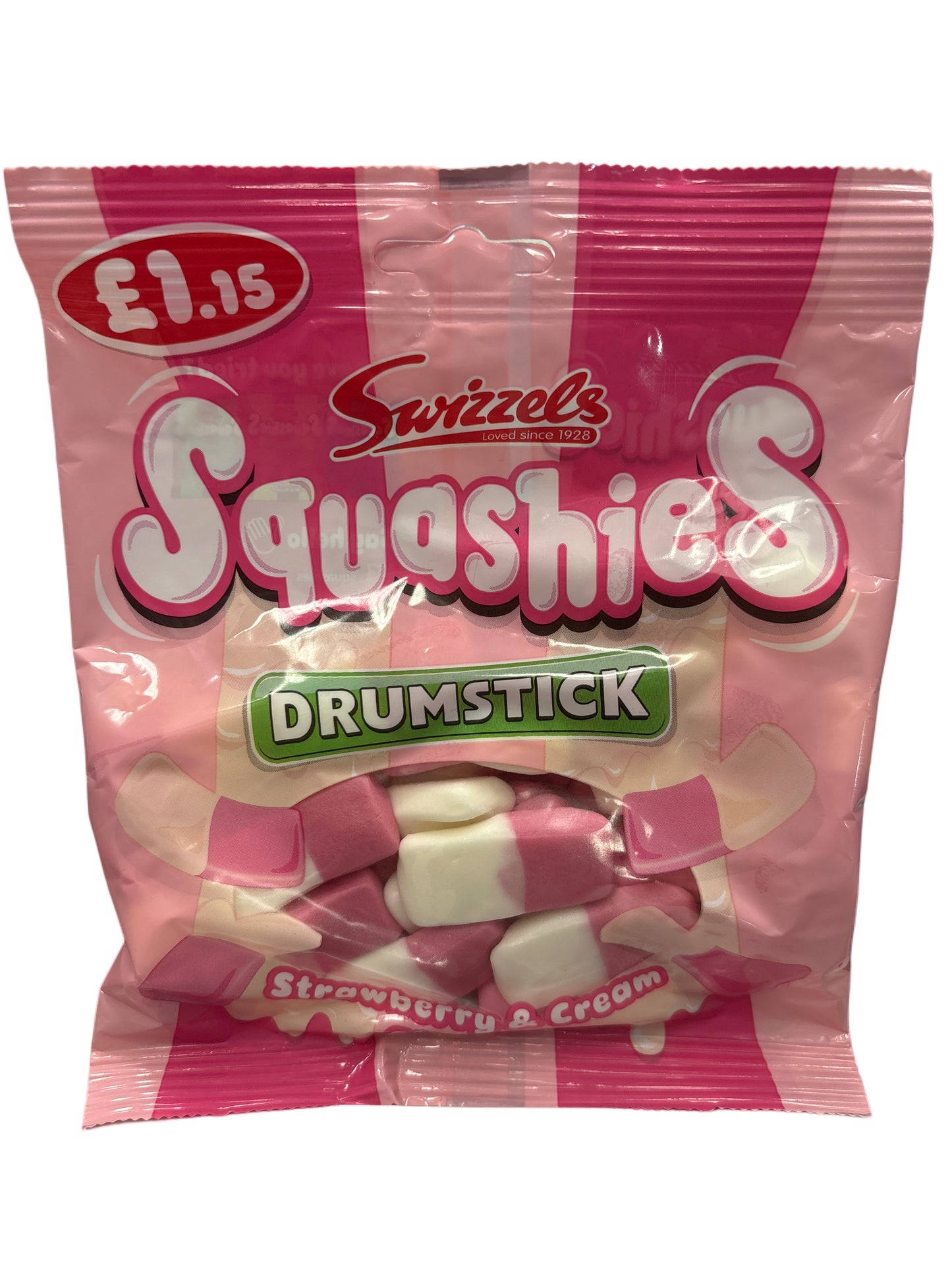 Squashies Drumstick Strawberry & Cream Candy Bag 120G