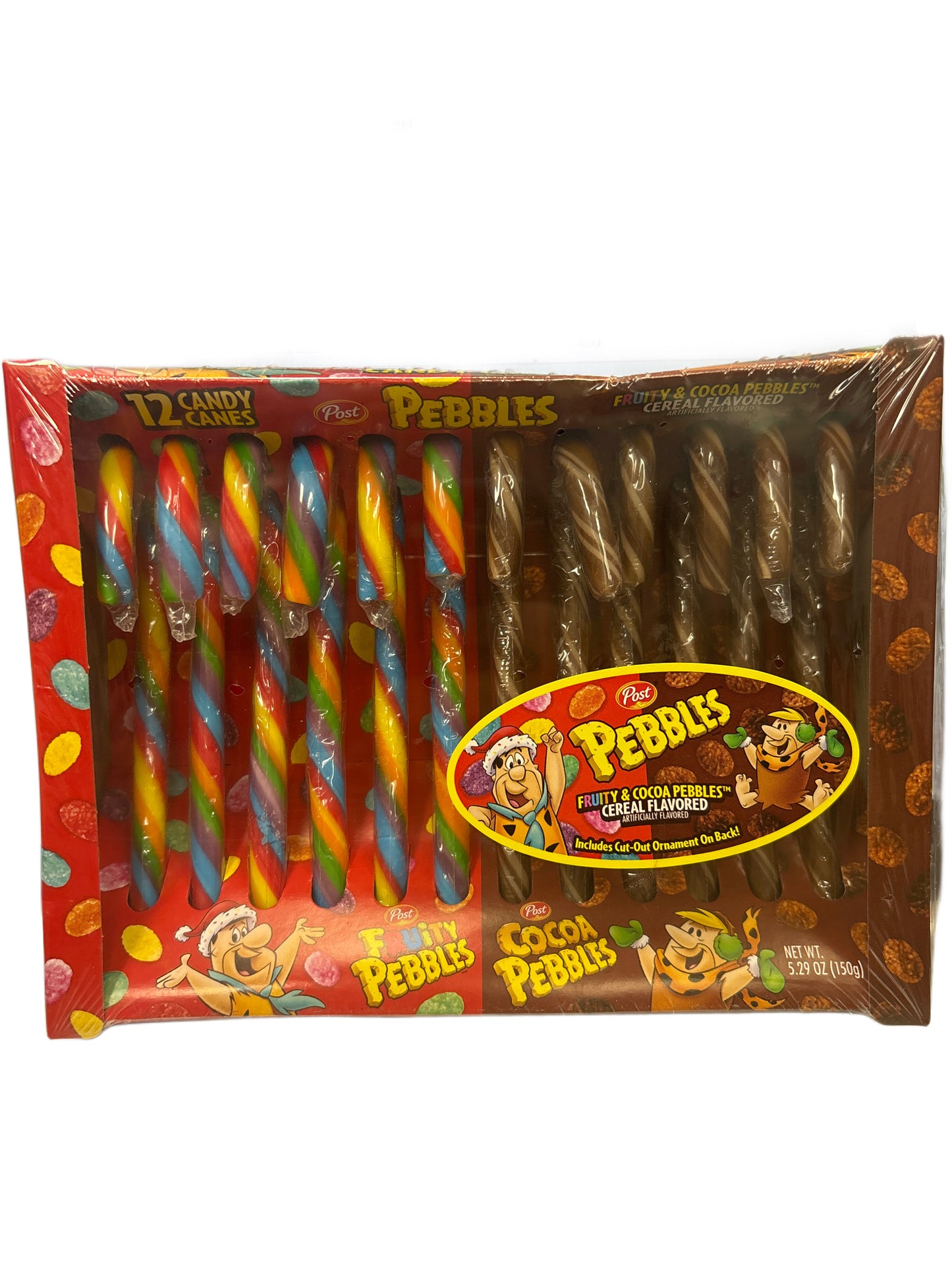 Fruity & Coca Pebbles Cereal Candy Canes - 12 Pack