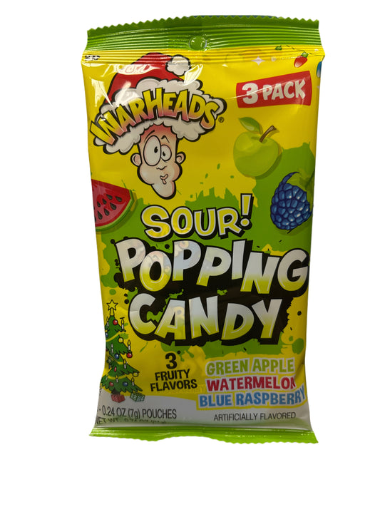 Warheads Holiday Sour Popping Candy 3 Fruity Flavors 0.74OZ