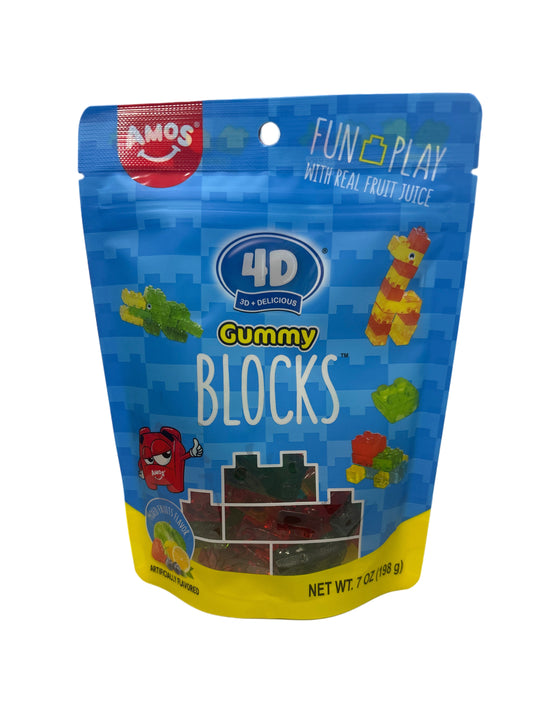 AMOS 4D Gummy Blocks Candy Bags 7OZ