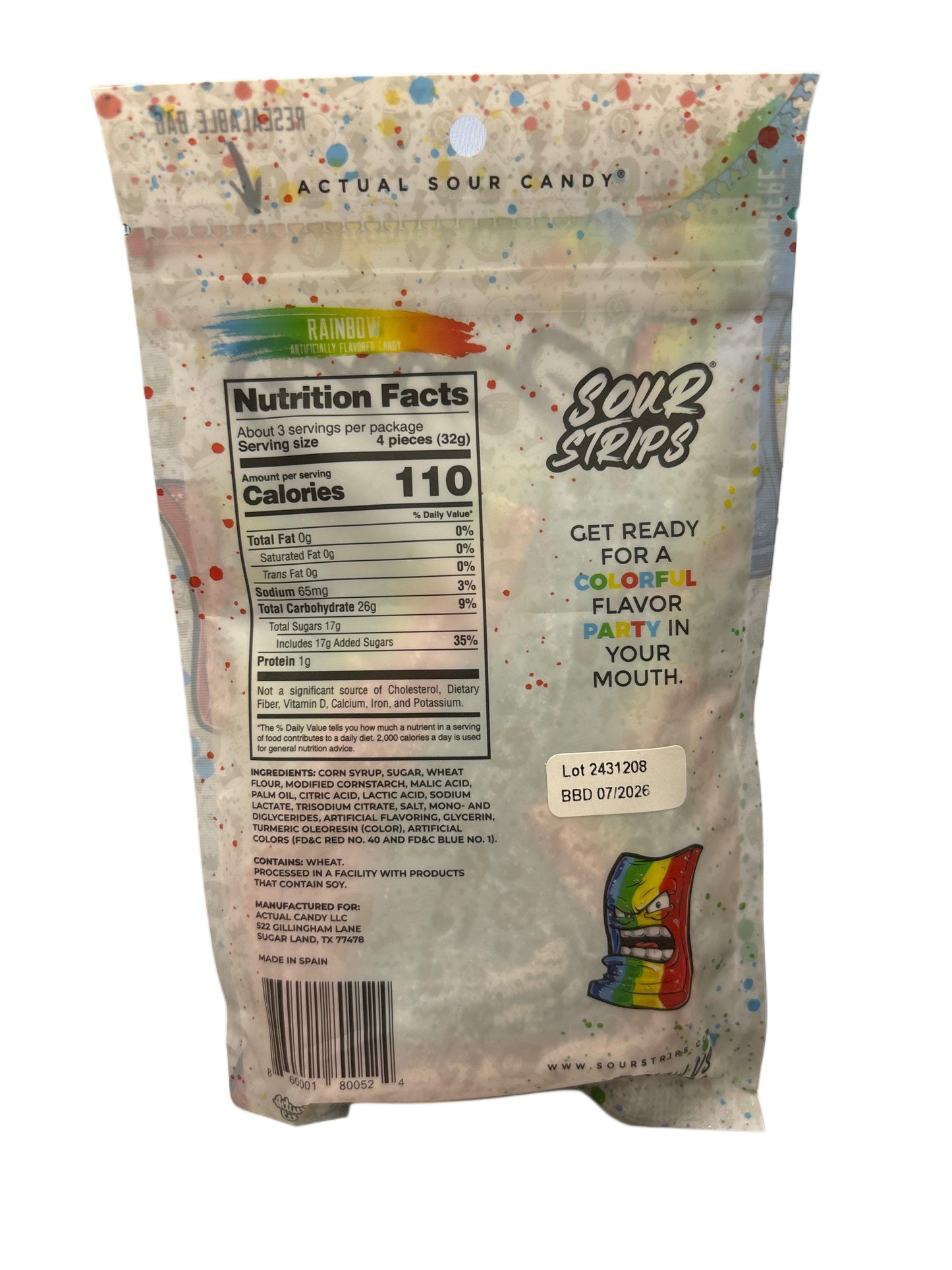 Sour Strips Rainbow 3.40OZ