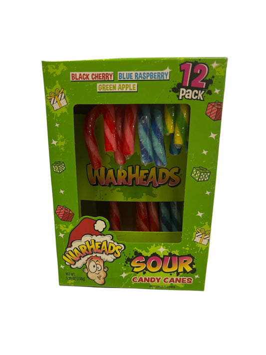 Warheads Sour Candy Cane Fruity Flavors - 12 Pack