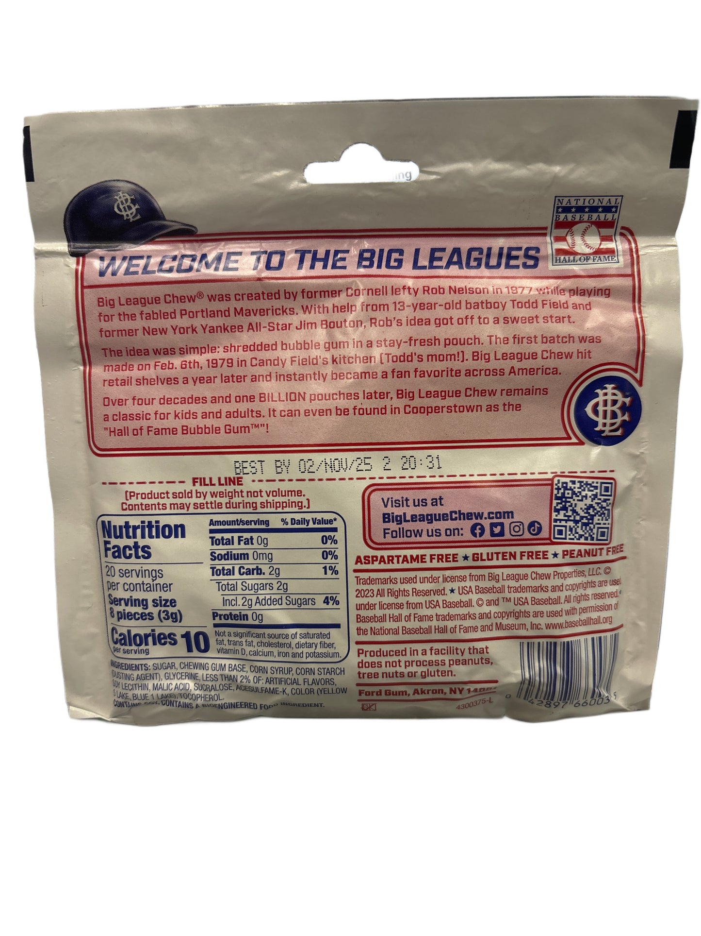 Big League Chew Bubble Gum Wild Pitch Watermelon 2.12OZ