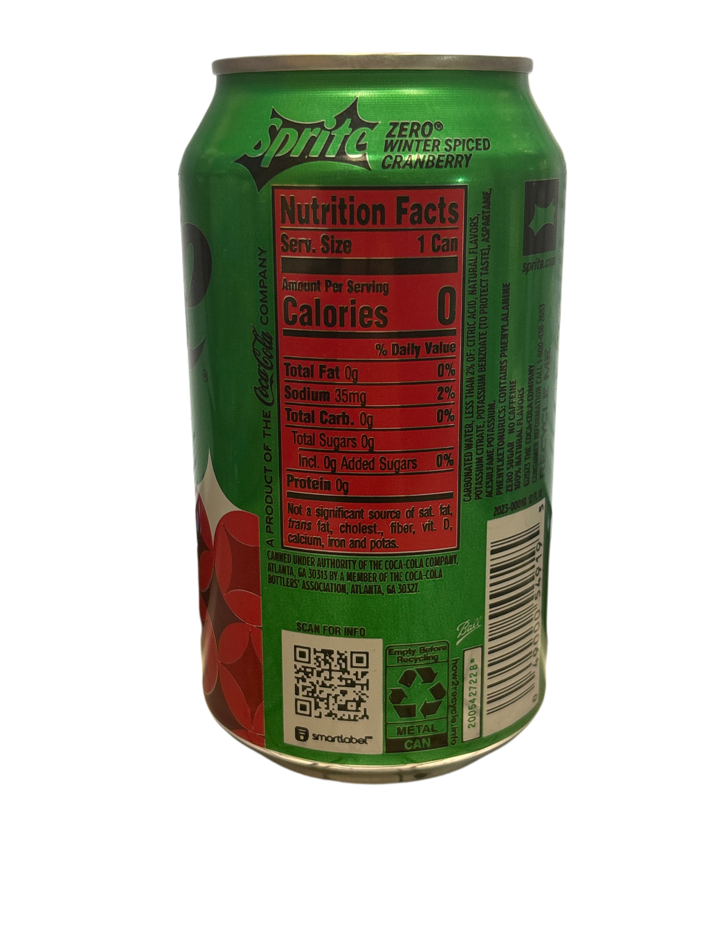 Sprite Zero Sugar Winter Spiced Cranberry Can 355ML BB FEB03/25