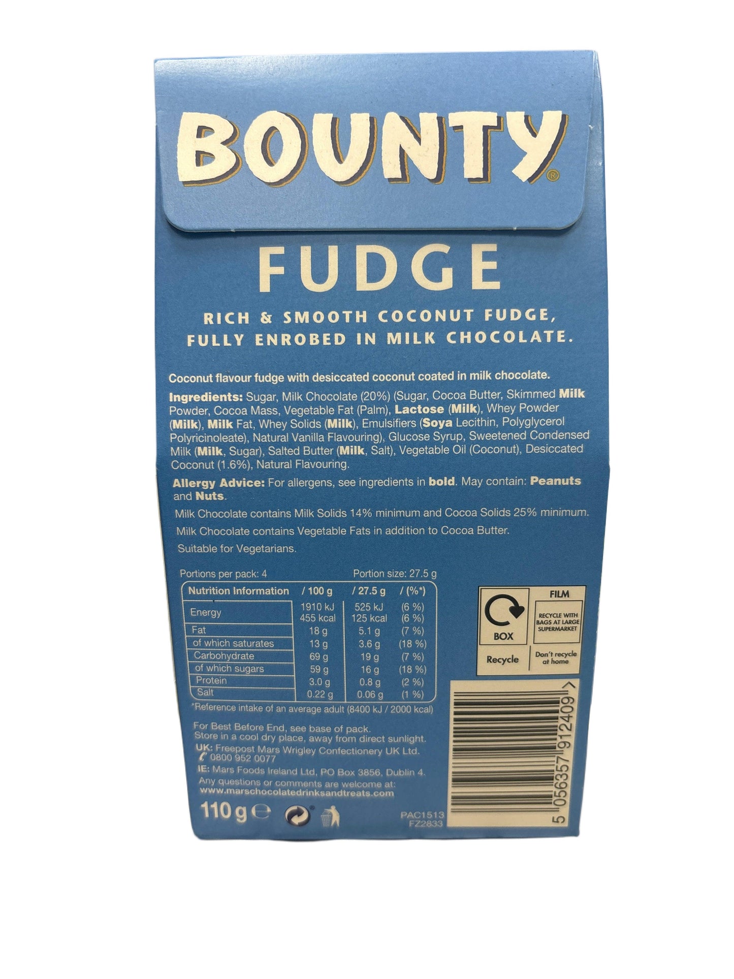 Bounty Fudge Rich & Smooth Coconut Milk Chocolate 110G