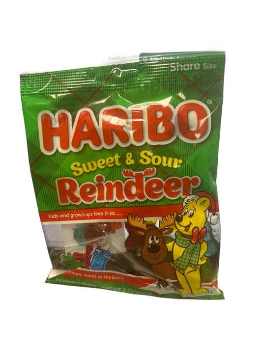 Haribo Sweet & Sour Reindeer Candy Bag 4OZ